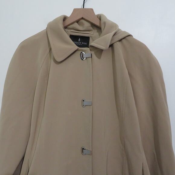 London Fog Womens Sz XXL Khaki Long Line Open Front Trench Coat Long Line Jacket - Picture 3 of 8